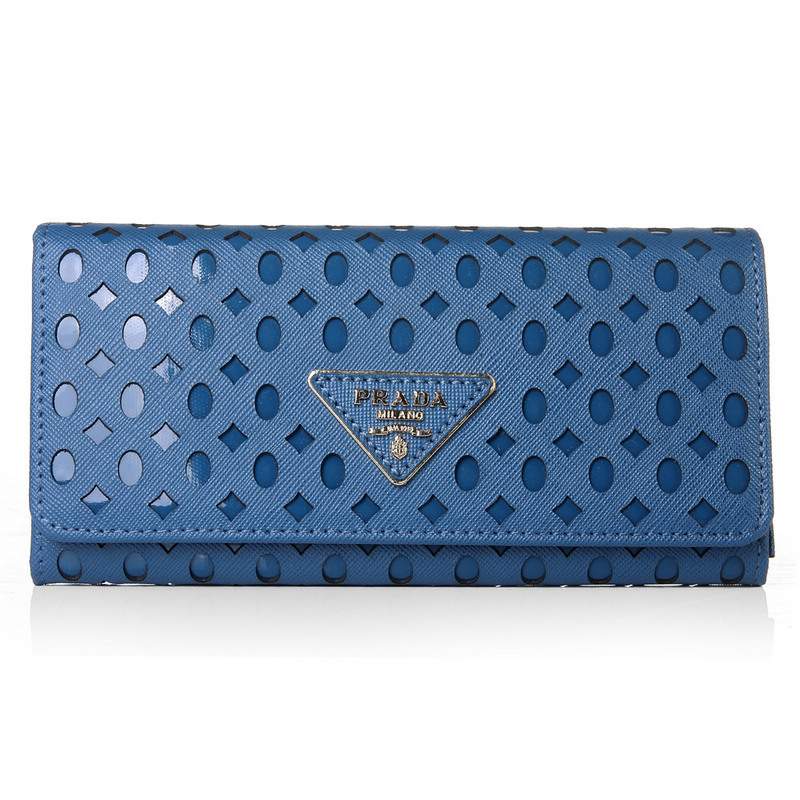 Knockoff Prada Real Leather Wallet 1141 blue - Click Image to Close